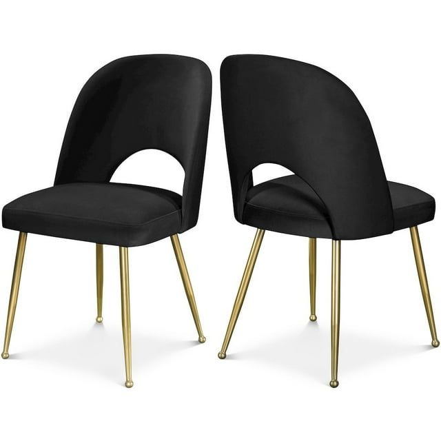 Luxor Black Velvet Dining Chair with Brushed Gold Accents