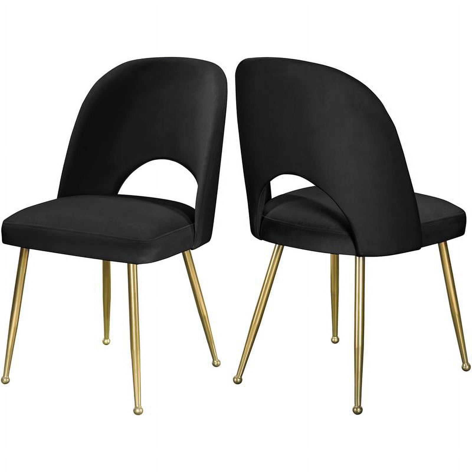 Luxor Black Velvet Dining Chair with Brushed Gold Accents