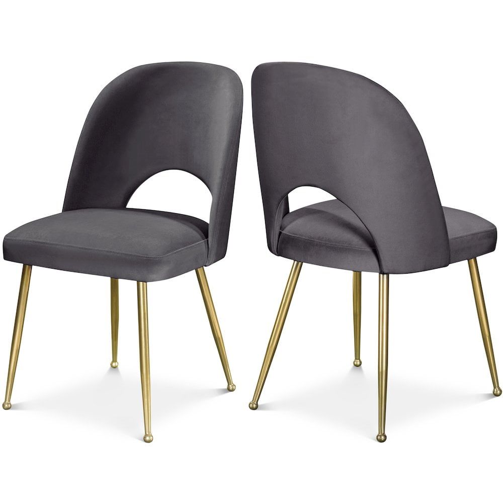 Elegant Logan Grey Velvet Dining Chair with Brushed Gold Legs