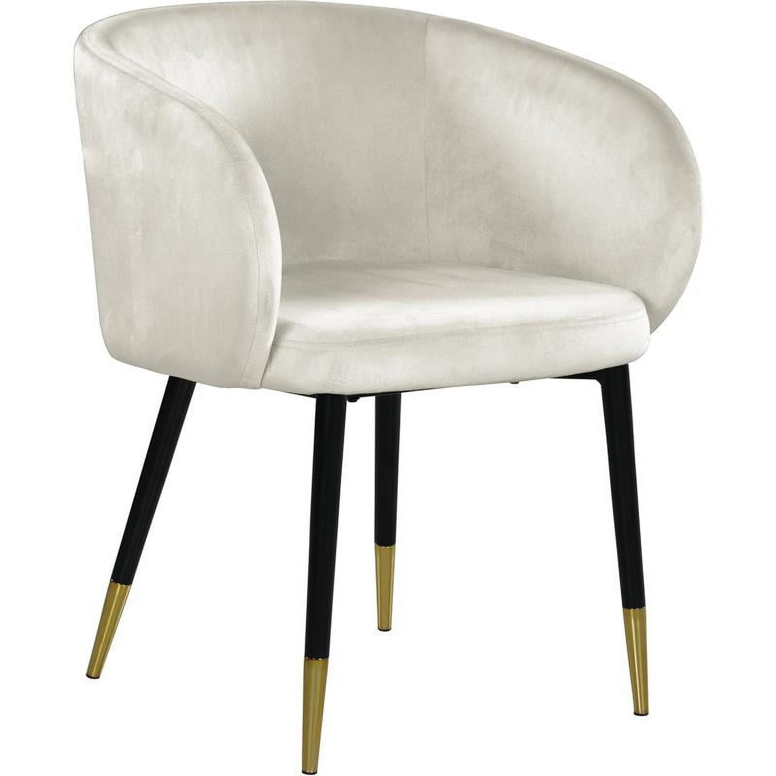 Elegant Cream Velvet Upholstered Dining Chair with Golden Accents