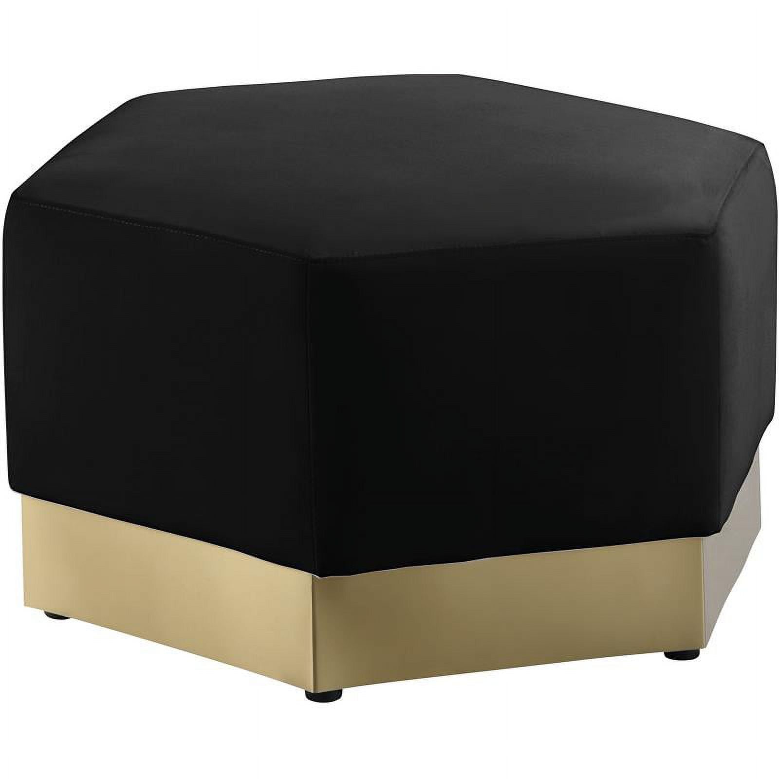 Marquis Black Velvet Ottoman with Gold Base