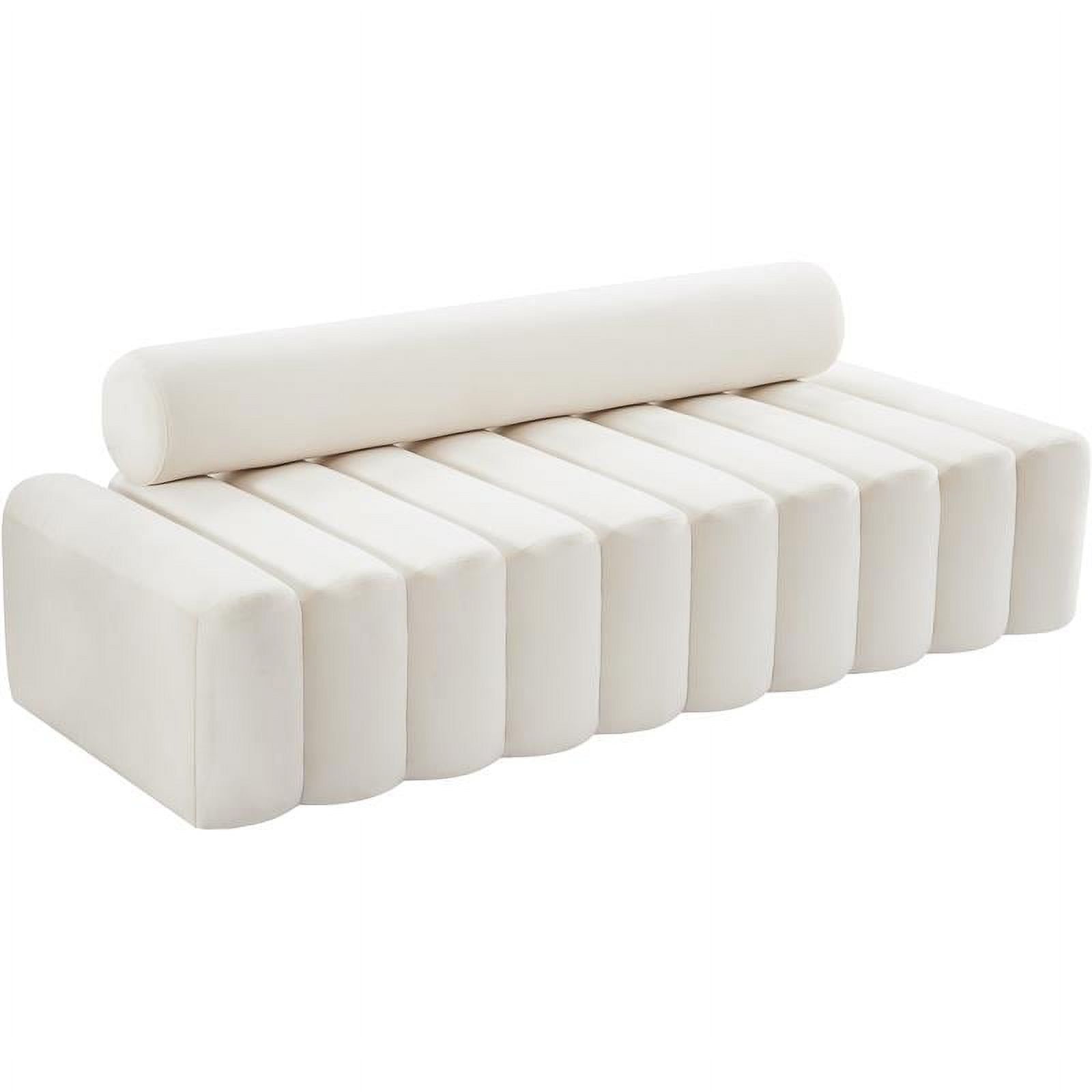 Elegant Mod Cream Velvet Tufted Sofa