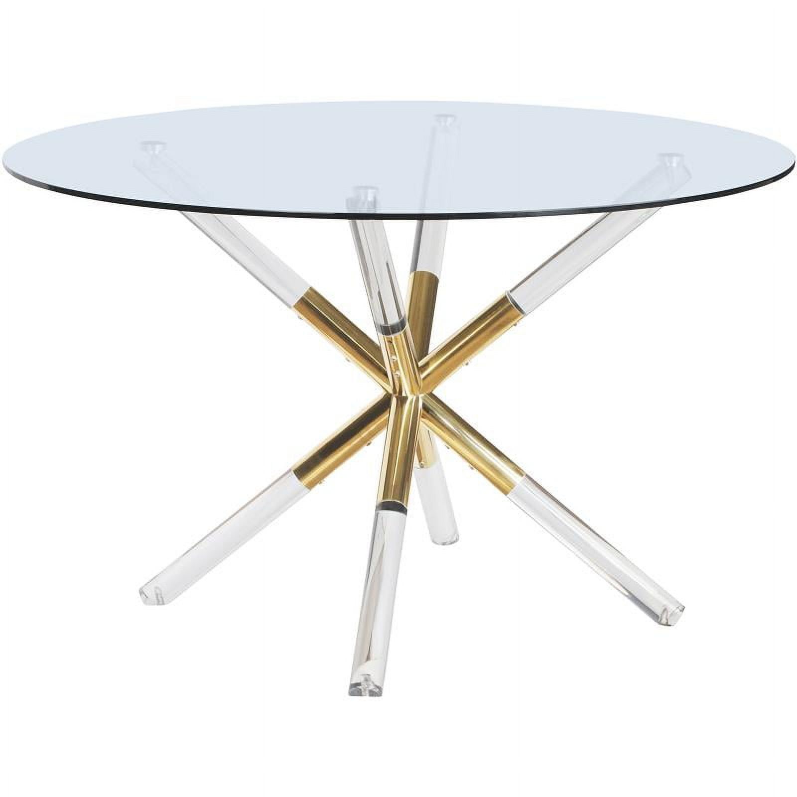 48" Round Glass Dining Table with Acrylic and Gold Base