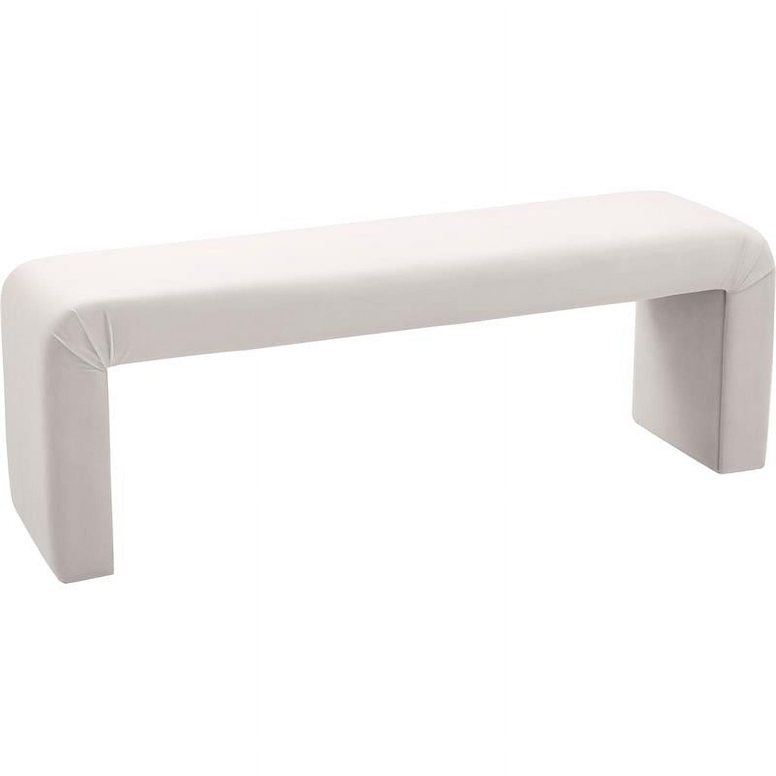 Contemporary Cream Velvet 53" Minimalist Bench