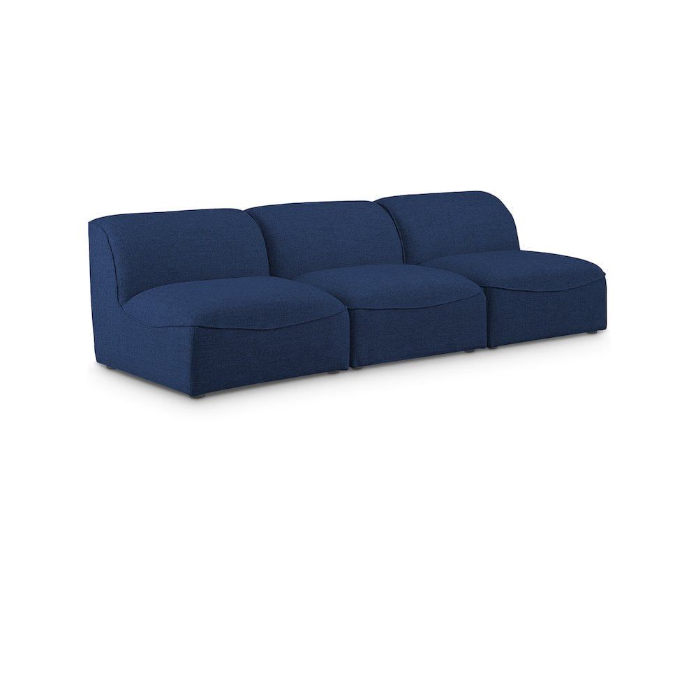 Miramar Navy Linen Armless Modular Sofa 99"