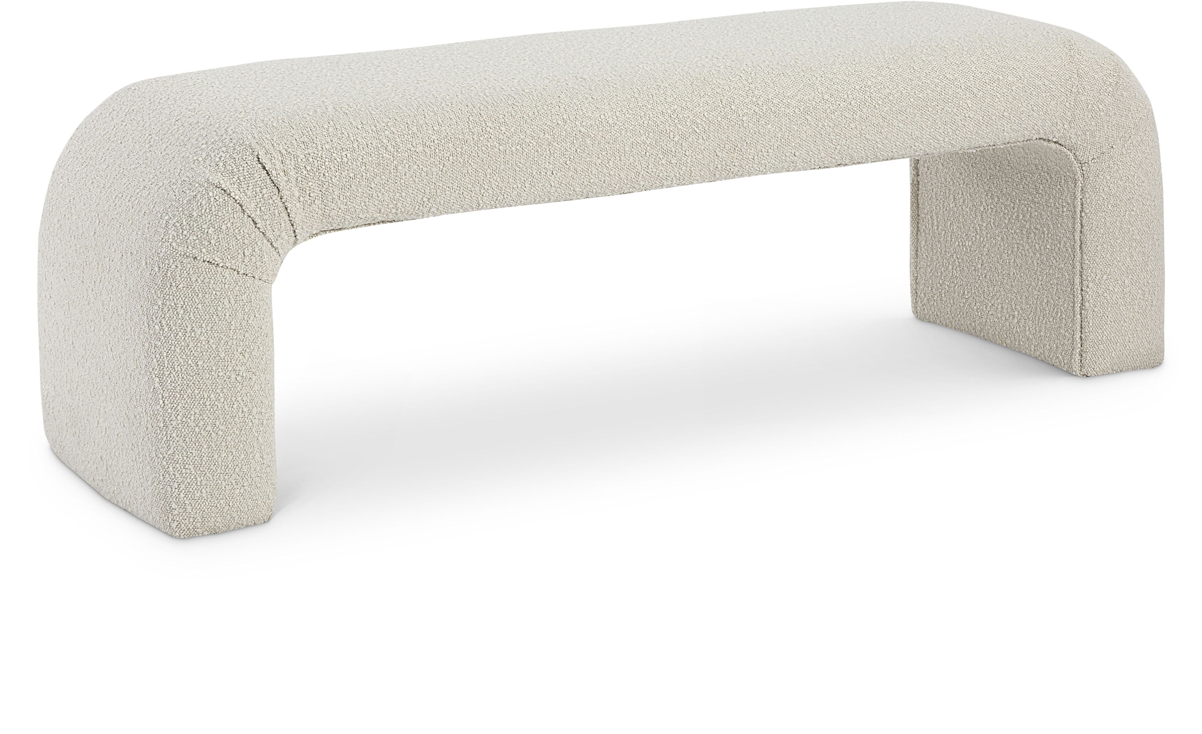 Niagara Cream Boucle Fabric Curved Bench