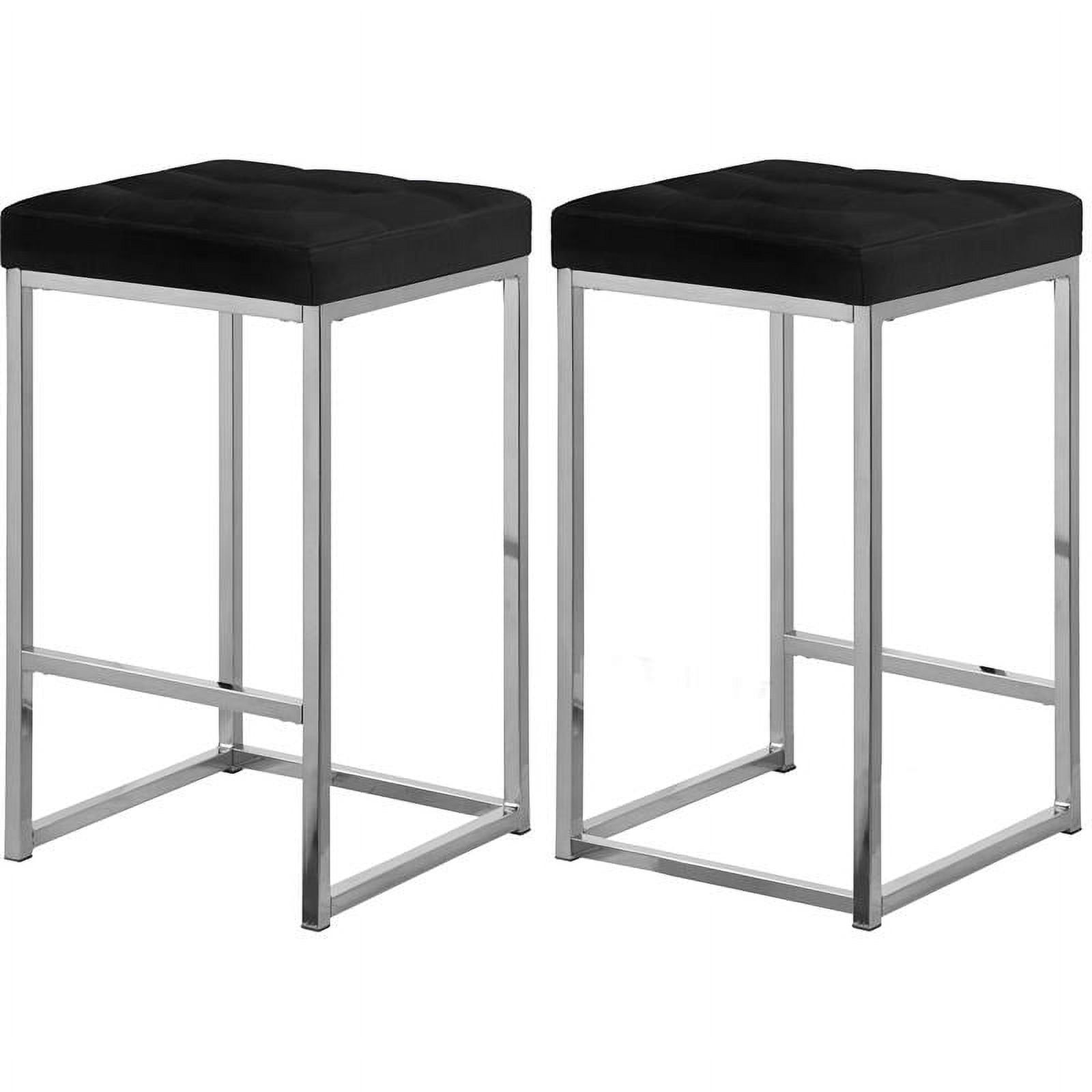 Nicola Black Velvet and Chrome Counter Stools, Set of 2