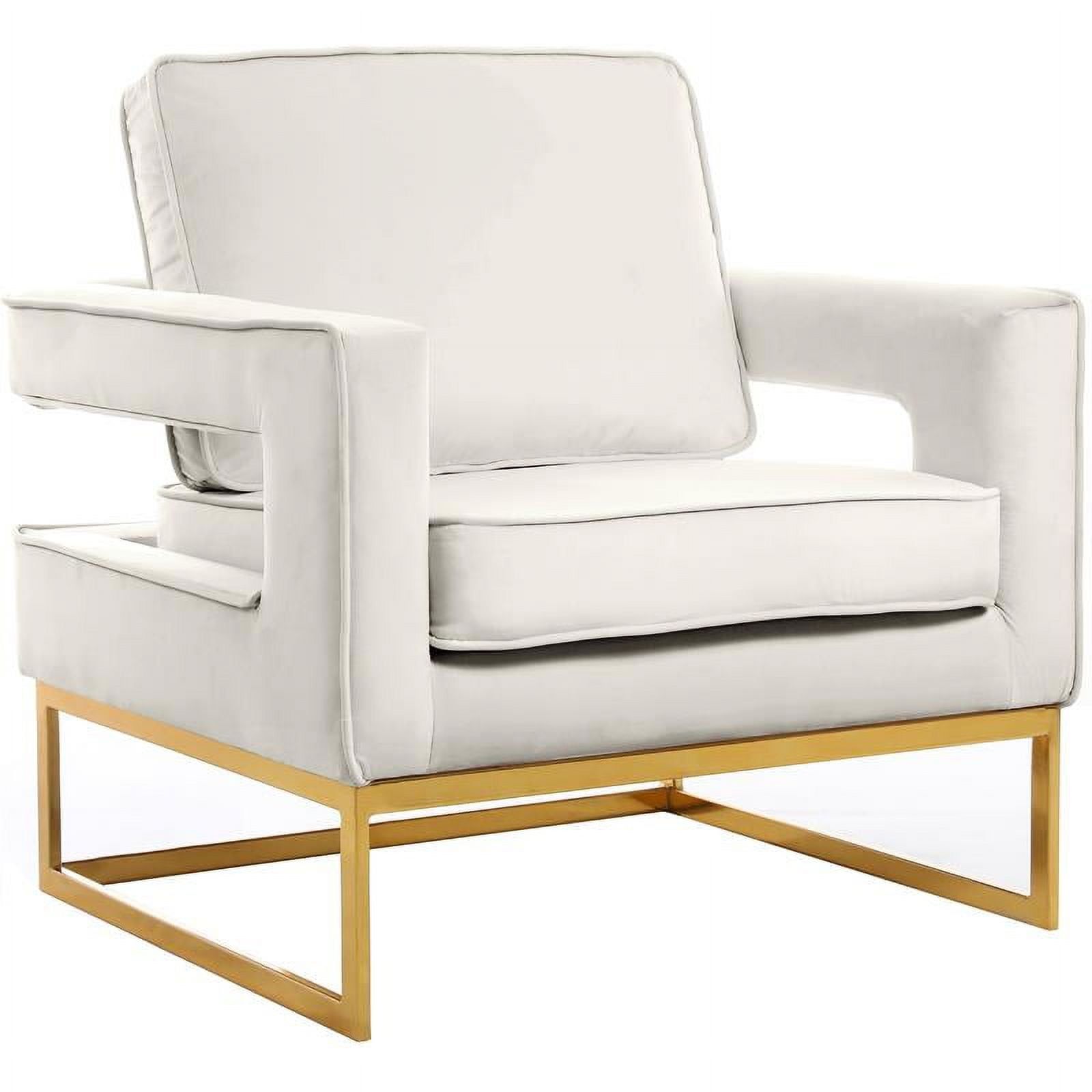 Cream Velvet Accent Chair with Gold Iron Base