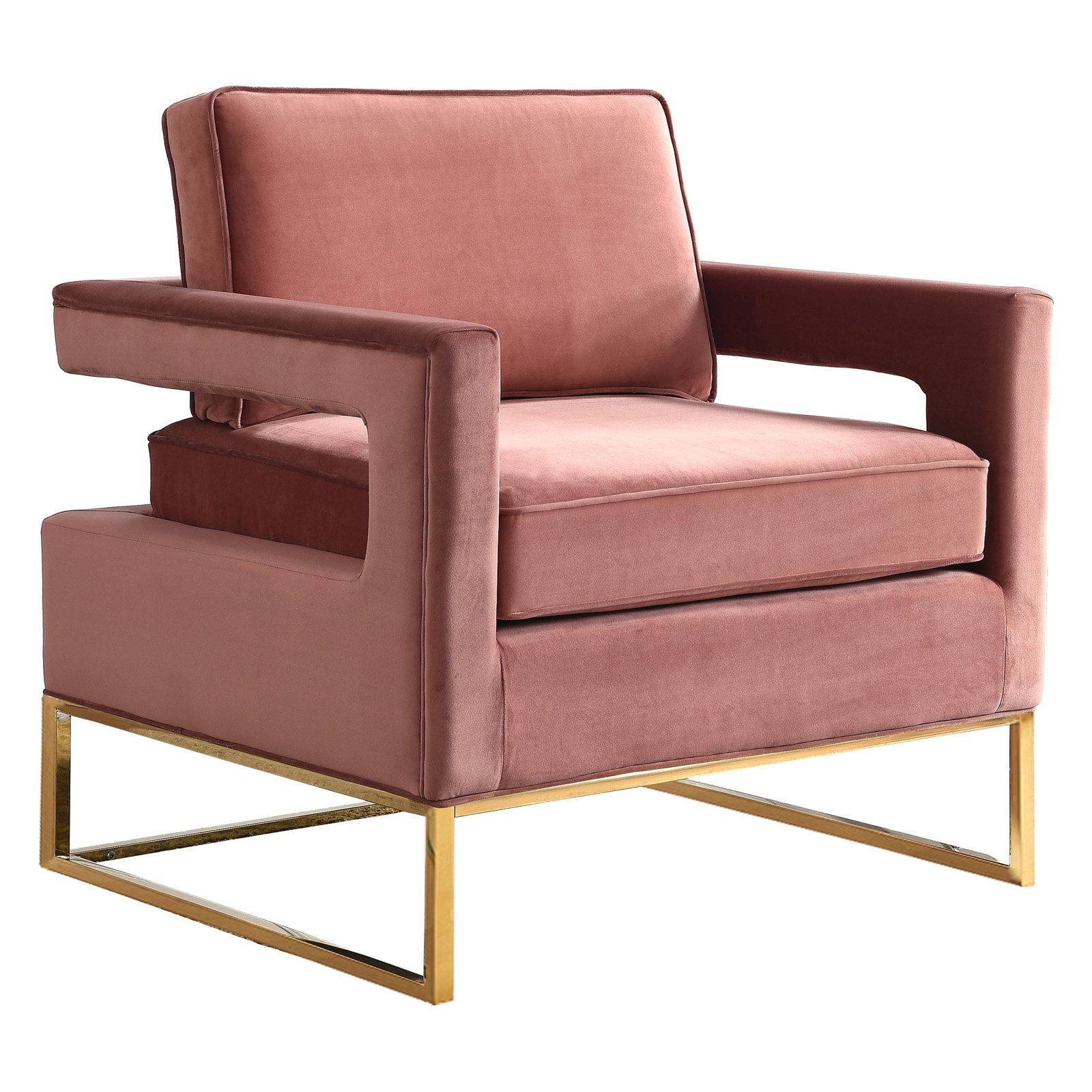 Noah Pink Velvet Accent Chair with Gold Base