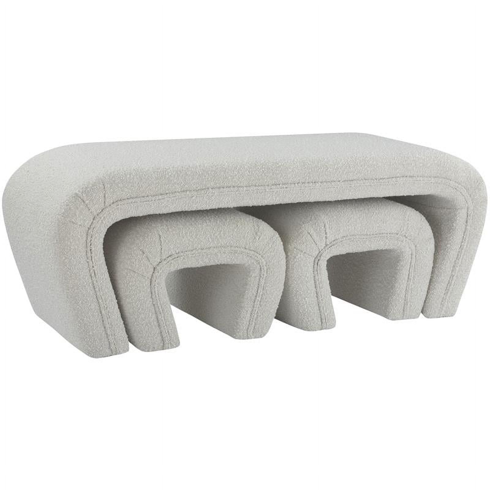 Contemporary Cream Boucle Nested Bench Set