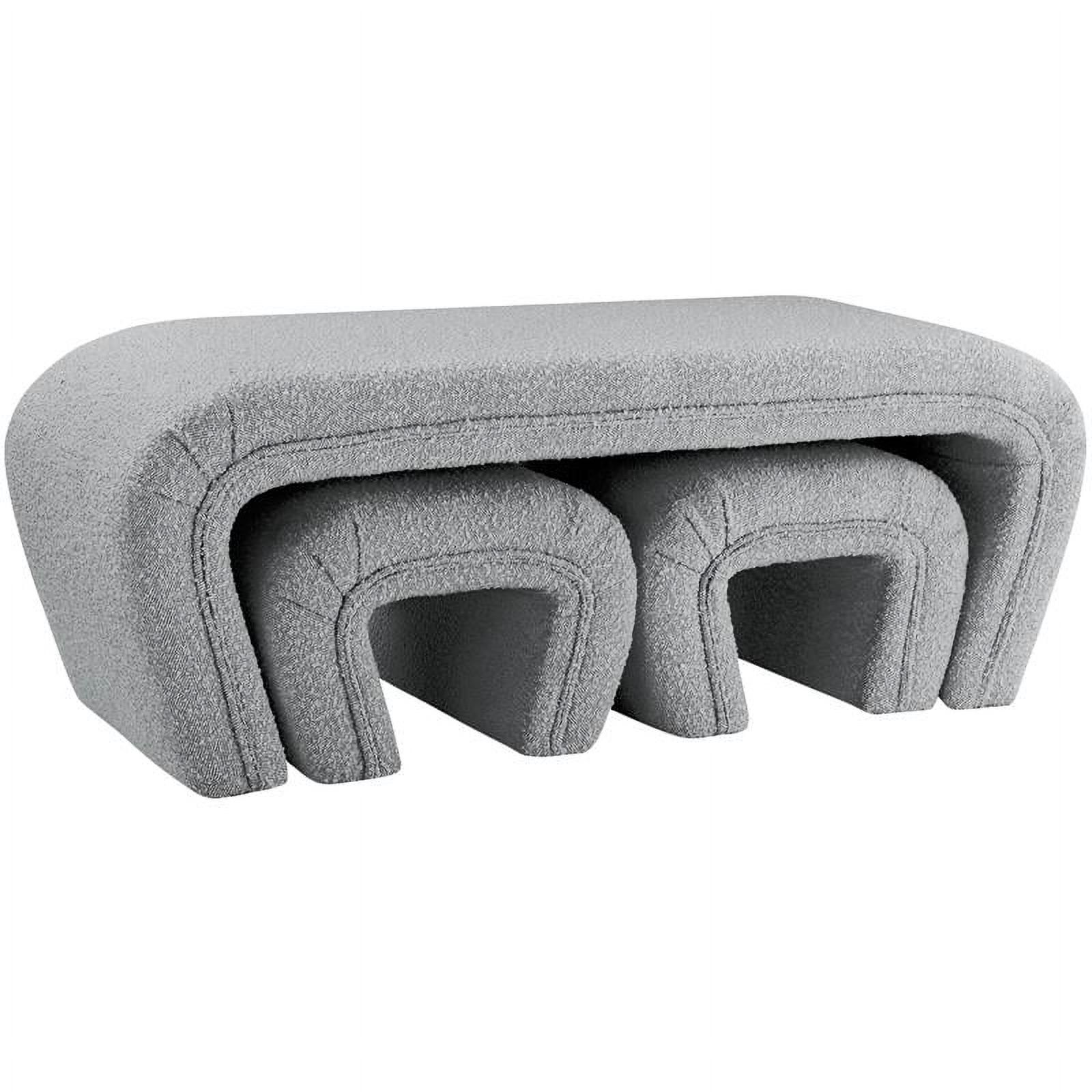 Odelia Contemporary Grey Boucle Nesting Bench Set