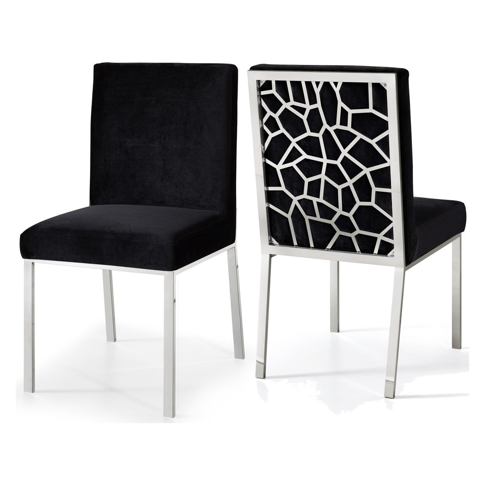 Opal Black Velvet Dining Chair with Chrome Base