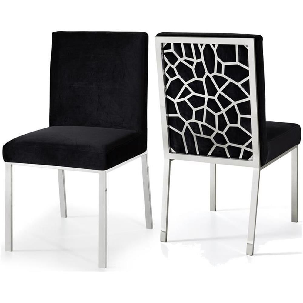 Opal Black Velvet Dining Chair with Chrome Base