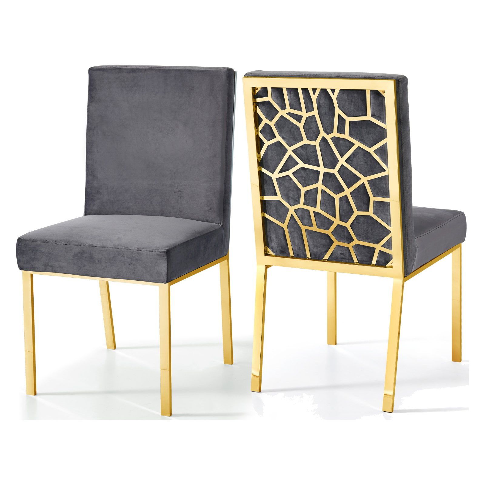 Opal 24" Dark Gray Velvet & Gold Metal Upholstered Dining Chair