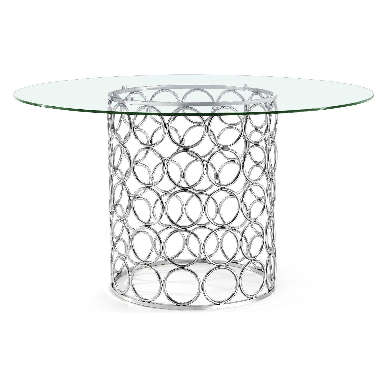 Opal 54" Chrome Glass Contemporary Dining Table