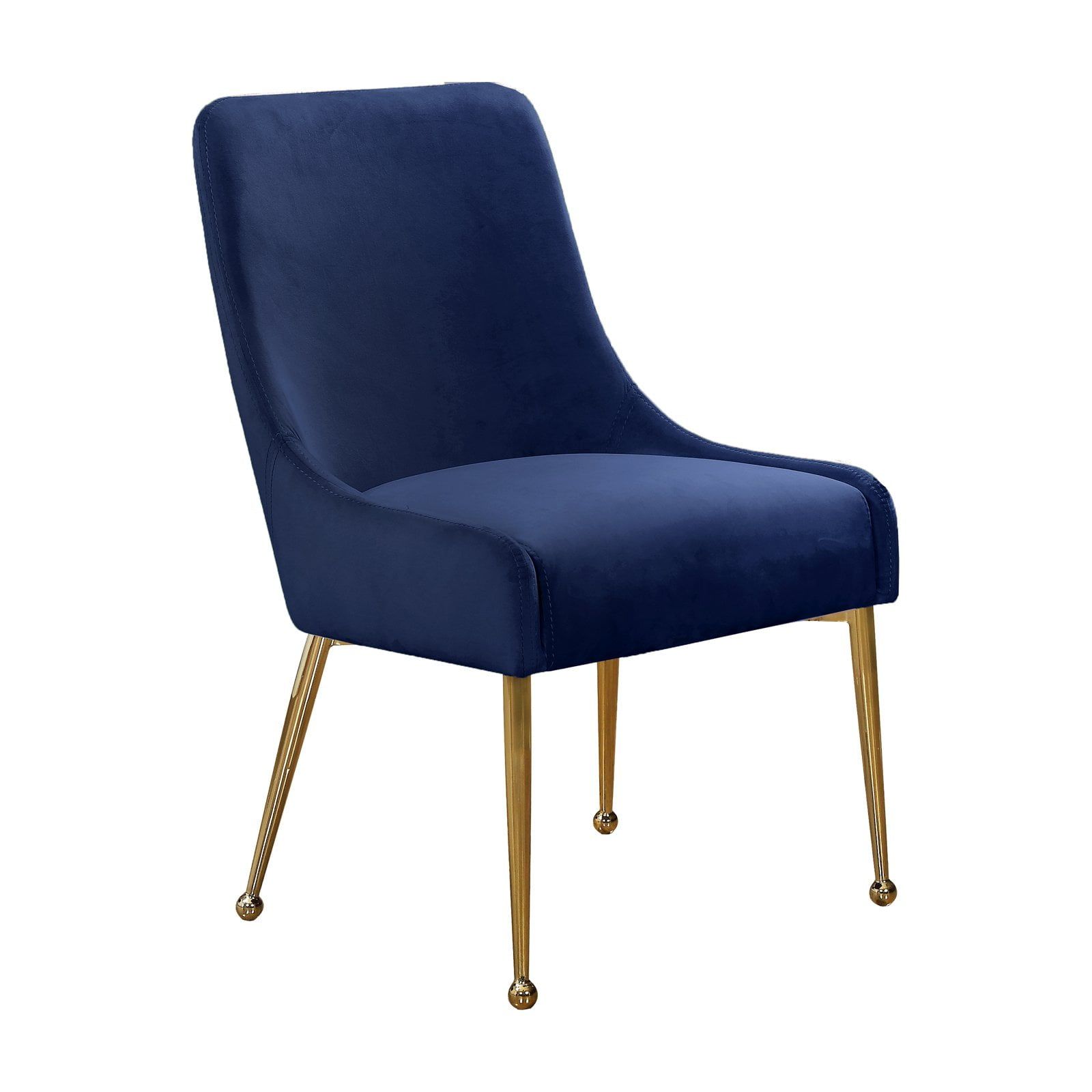 Navy Velvet Parsons Dining Chair with Gold Trim, Set of 2