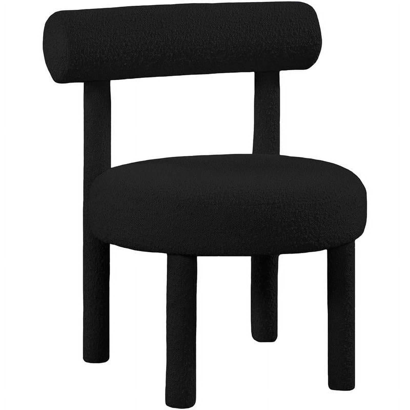 Contemporary Black Boucle Fabric Accent Chair with Wood Frame