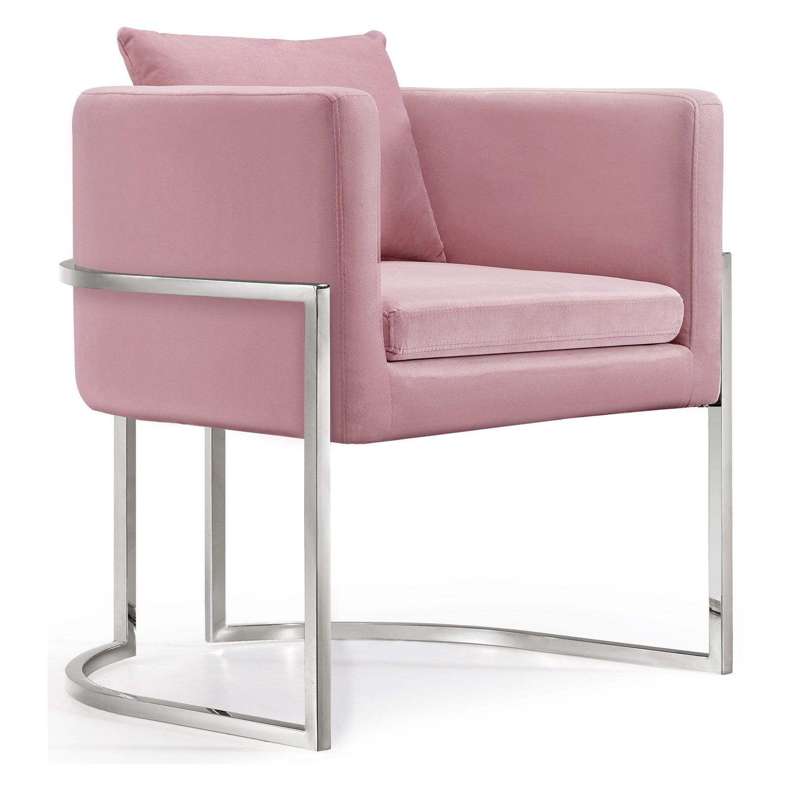 Pippa Pink Velvet and Chrome Accent Chair