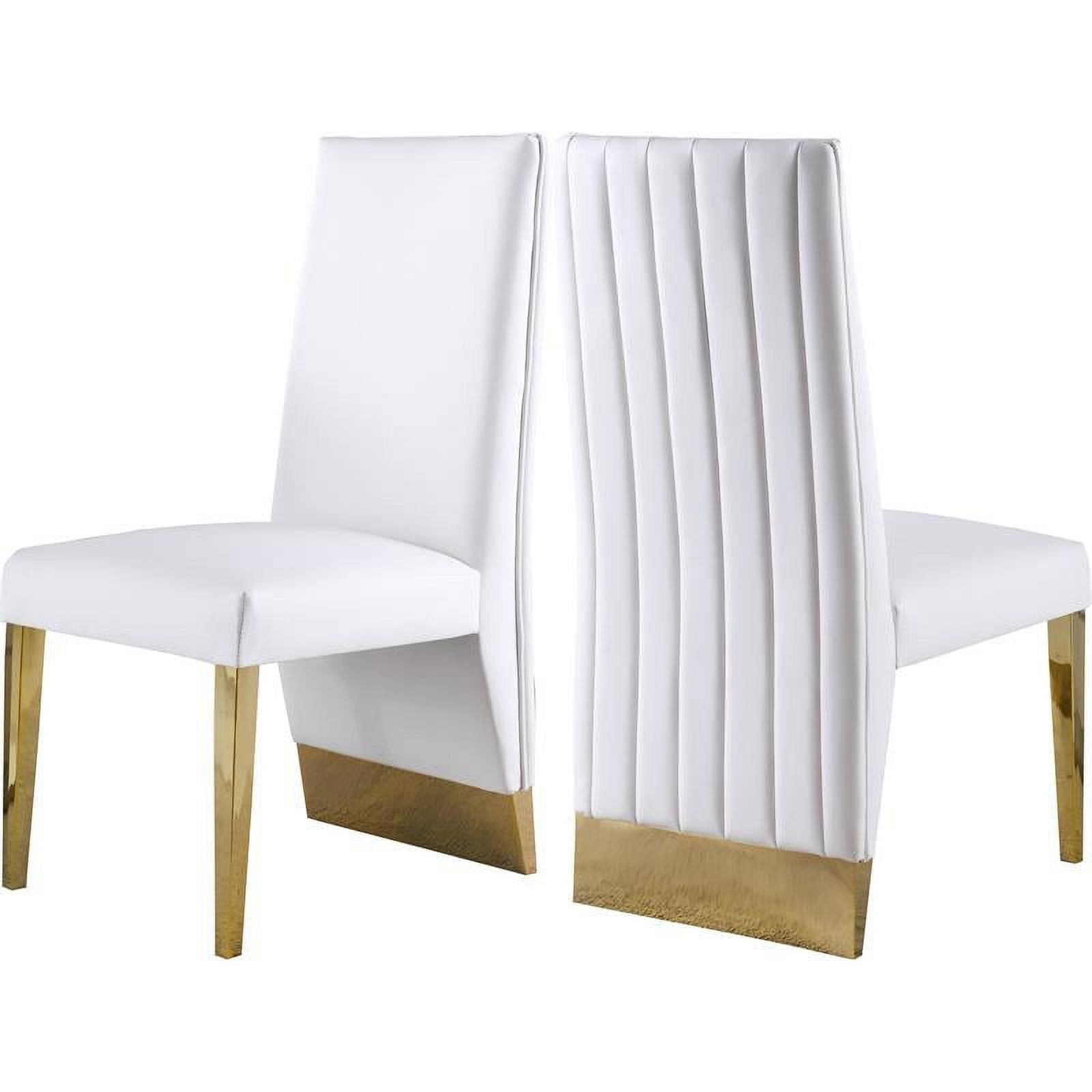 Elegant Porsha White Faux Leather & Gold Leg Dining Chairs (Set of 2)