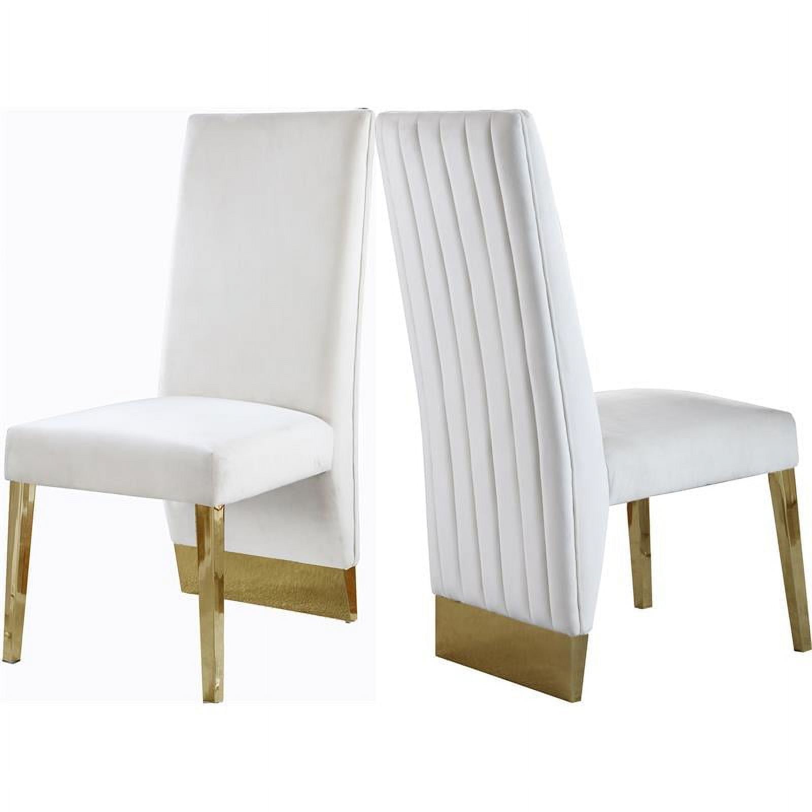 Elegant Cream Velvet Floor-Length Back Dining Chair with Gold Legs