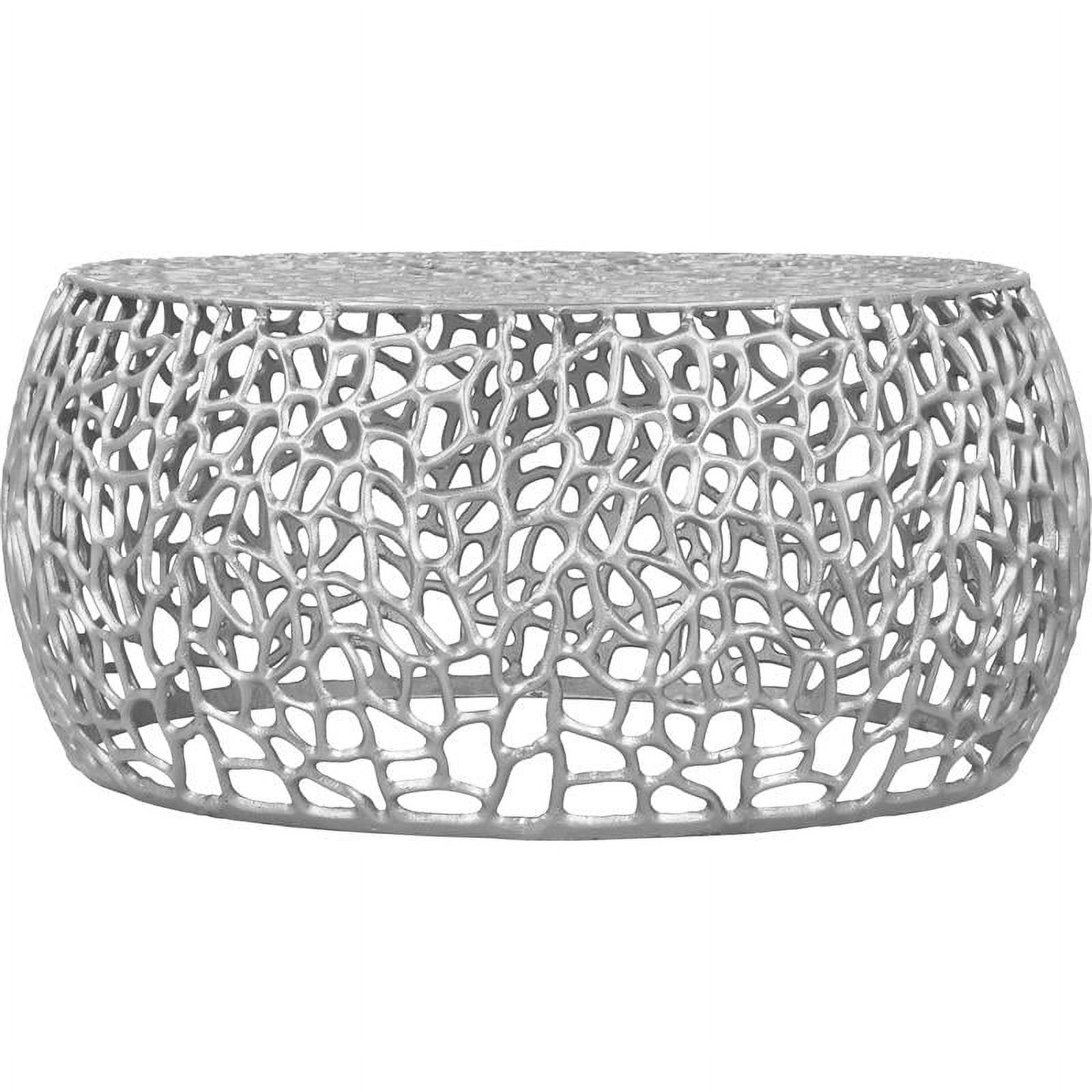 Priya Silver Intricate Aluminum Round Coffee Table