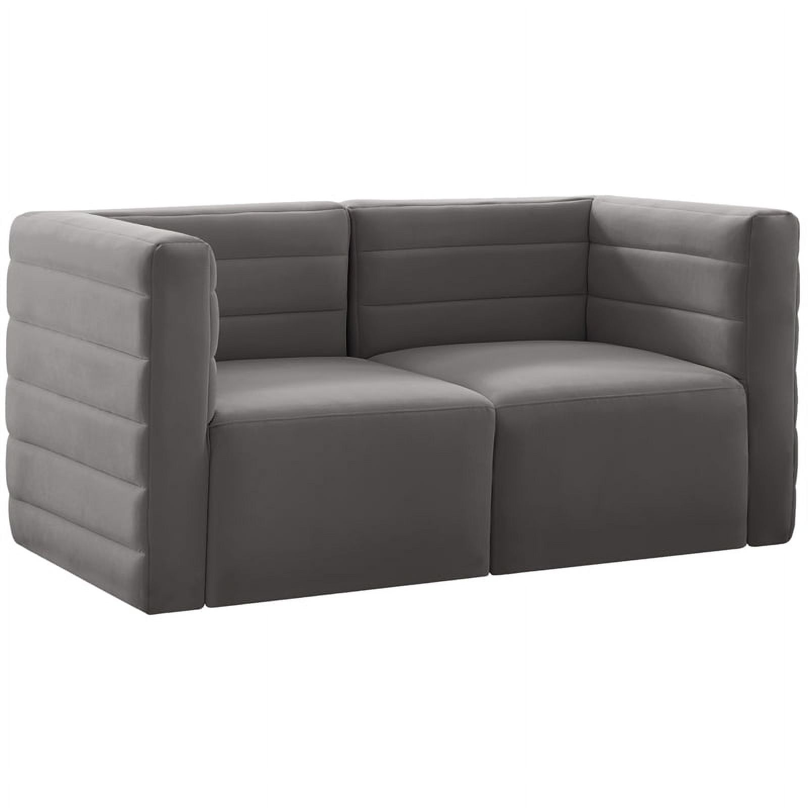 Quincy Grey Velvet Tufted Modular Sofa 63" W