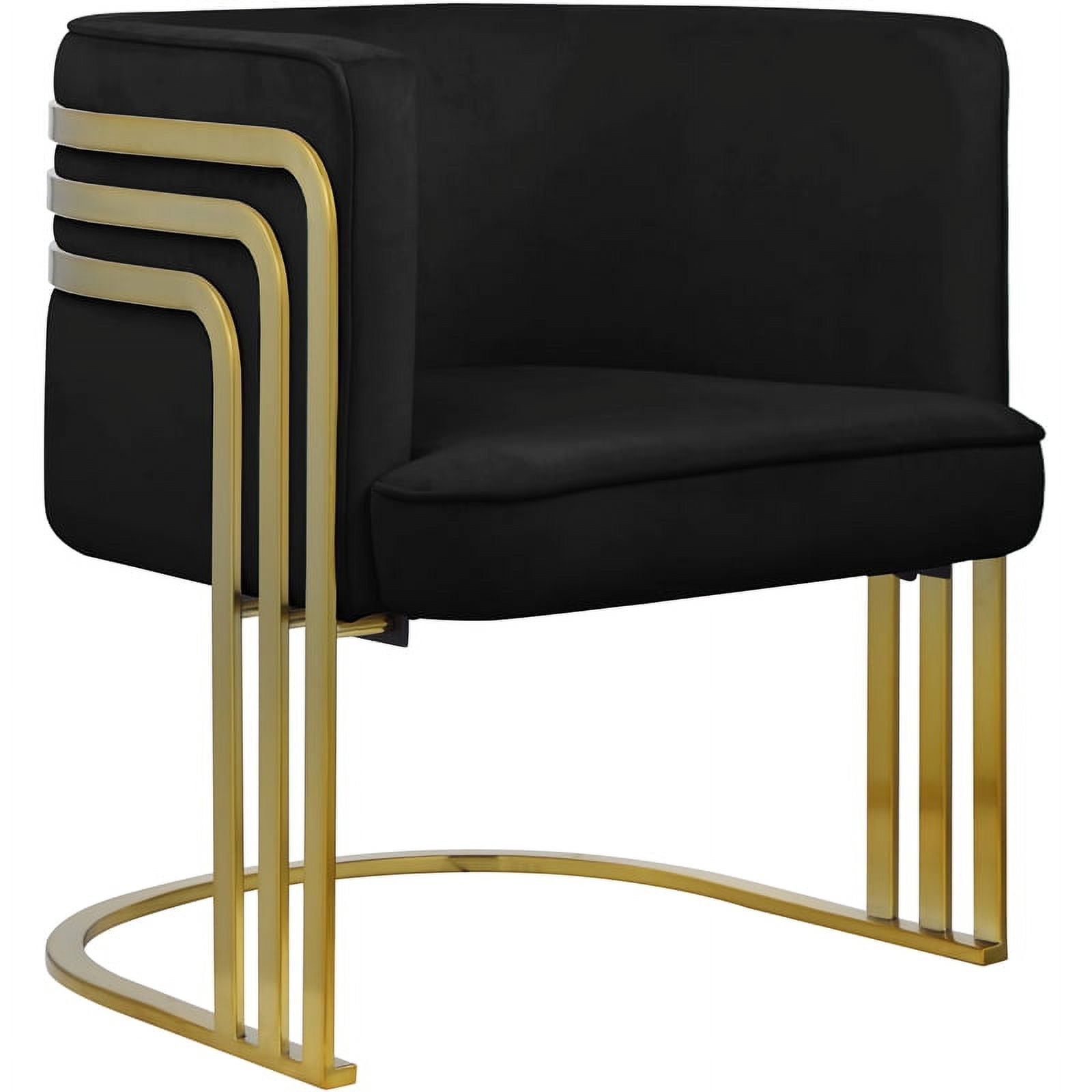 Luxurious Black Velvet 28.5" Accent Chair with Brushed Gold Legs