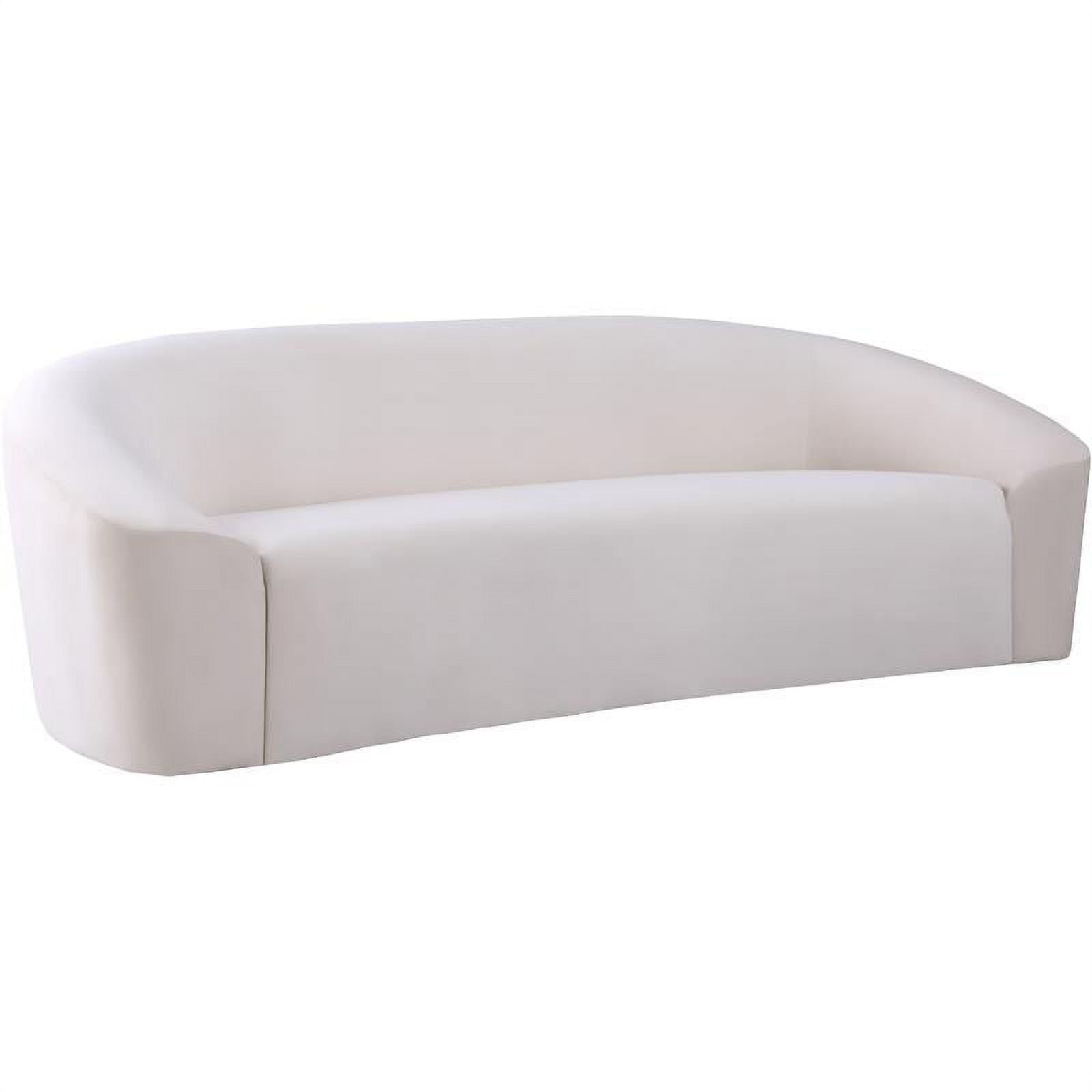 Cream Velvet Curved Back Sofa with Tight Back