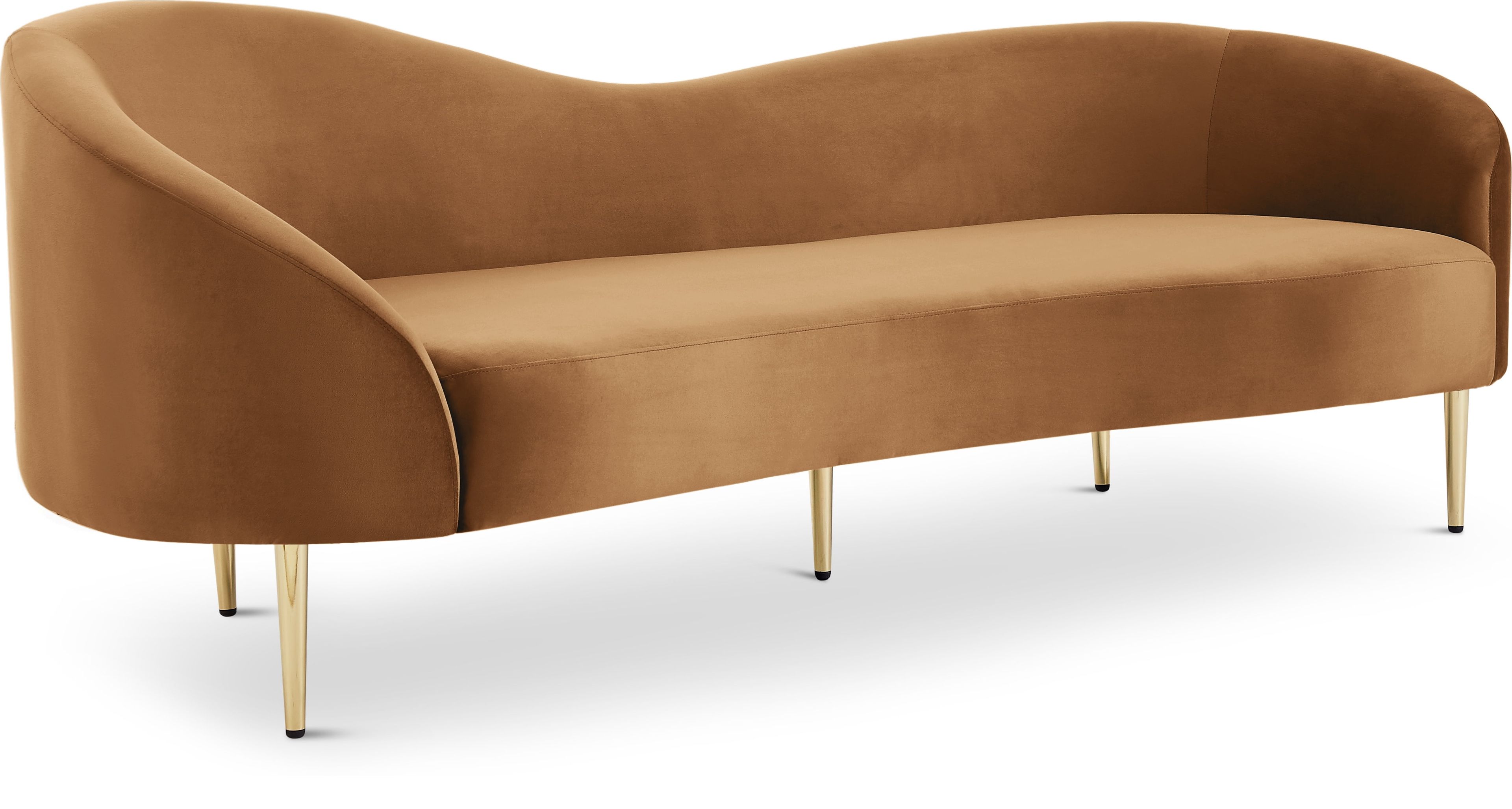 Elegant Saddle Velvet Curved Sofa with Gold Metal Legs