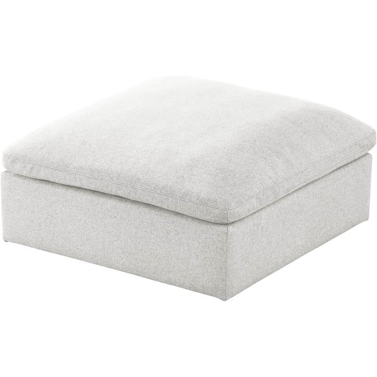 Serene Cream Linen Fabric Cloud-Like Comfort Ottoman