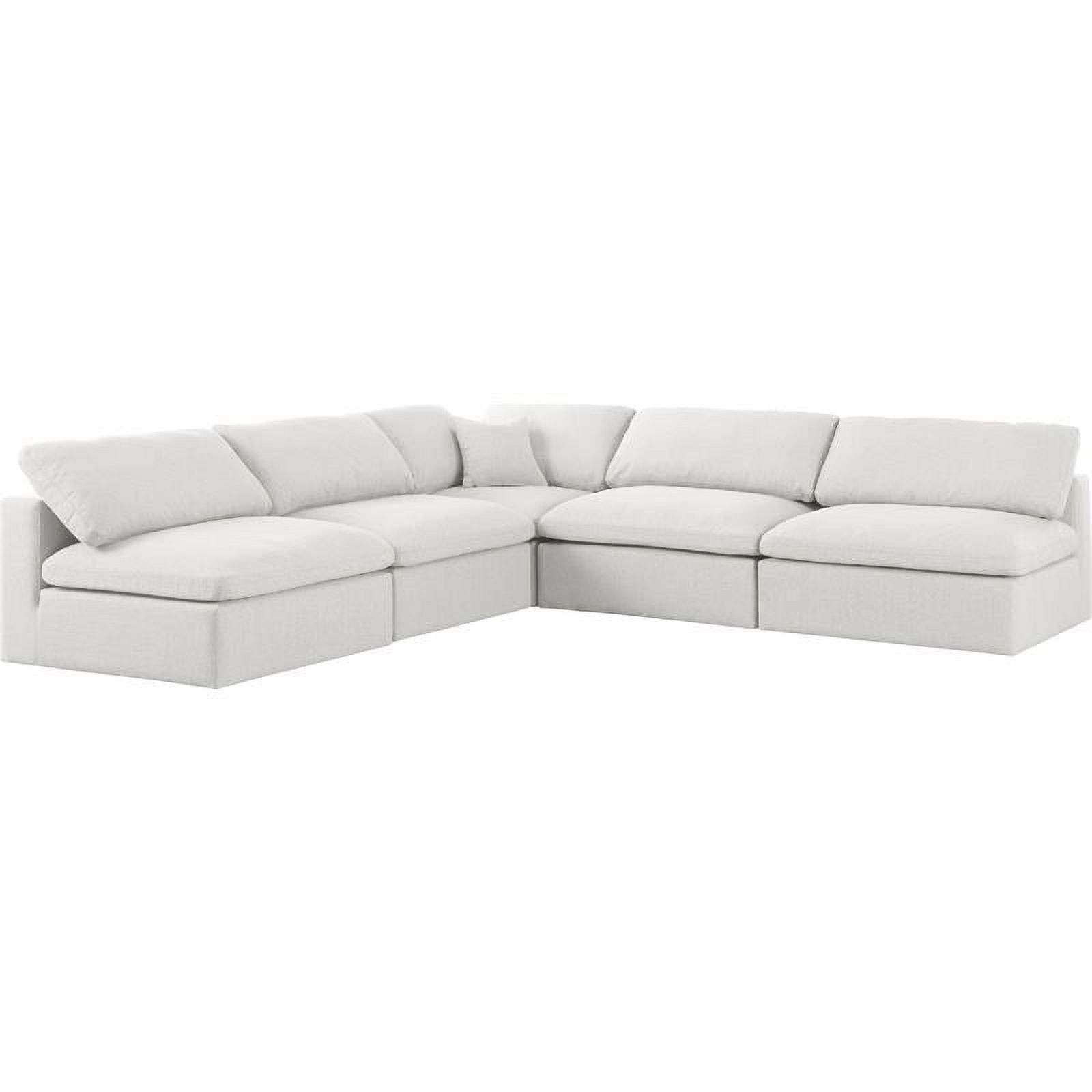 Gray Linen Fabric Five Piece Modular Sectional with Down Fill Cushions