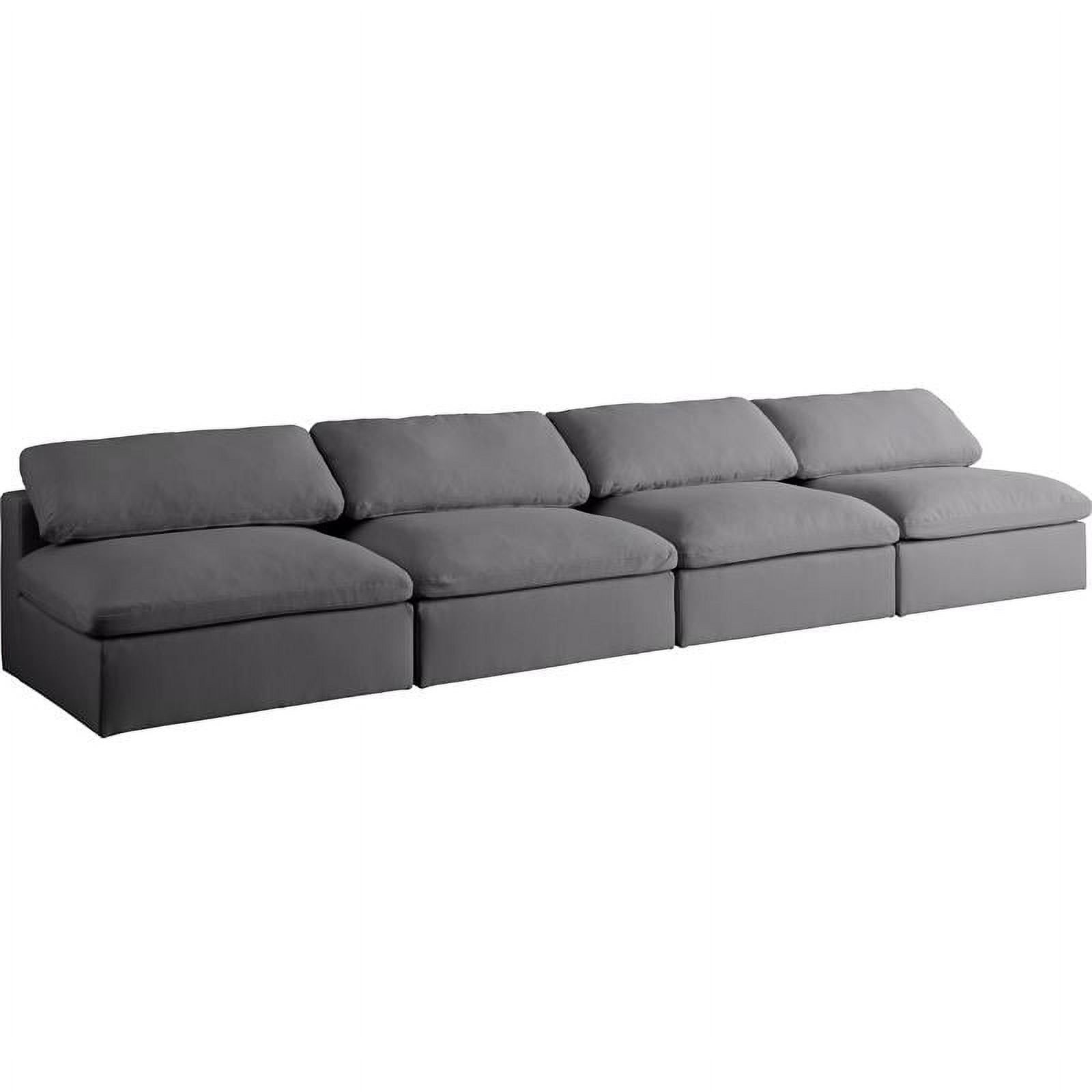 Serene Gray Linen Fabric Modular Armless Sofa with Down Fill Cushions