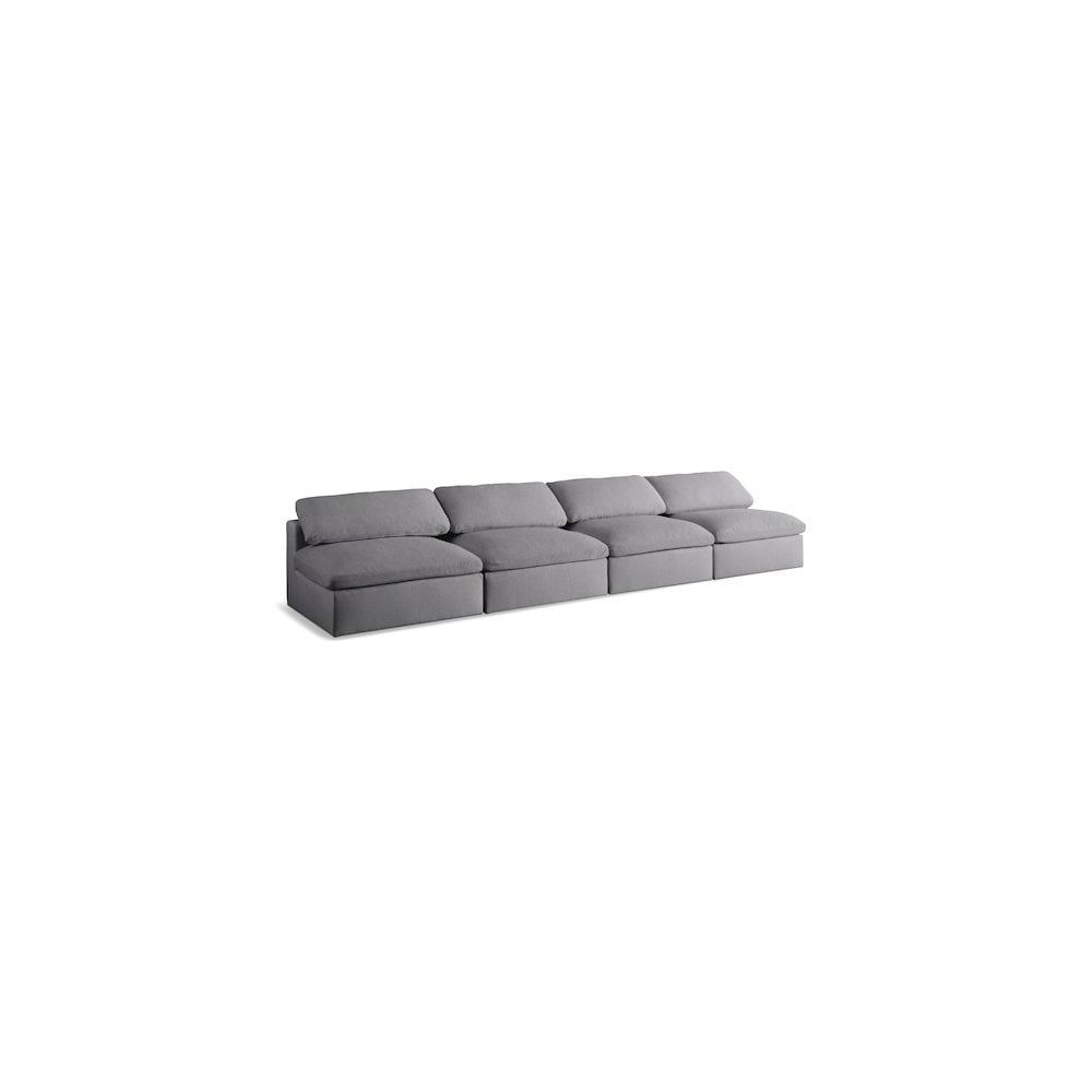 Serene Gray Linen Fabric Modular Armless Sofa with Down Fill Cushions
