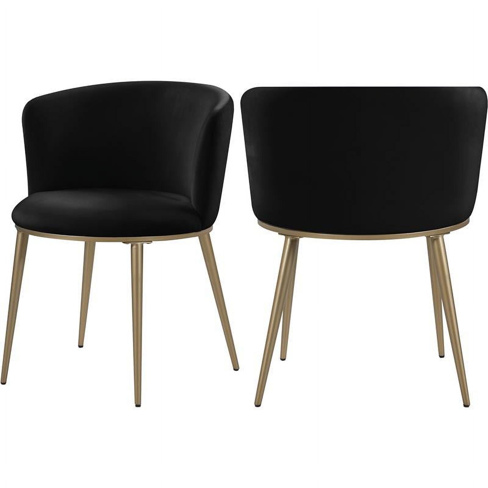 Skylar Black Velvet Upholstered Dining Chair Set with Gold Legs