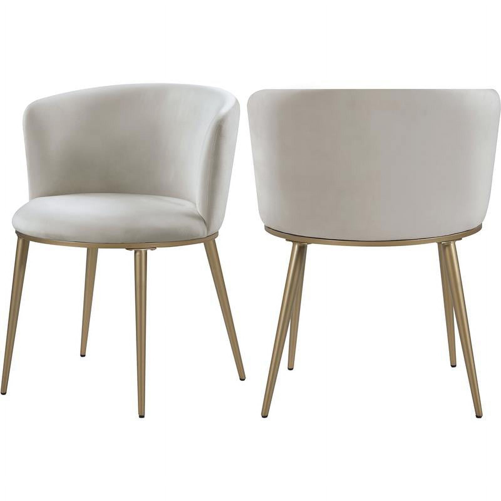 Petite Skylar Beige Velvet Dining Chair with Brushed Gold Legs