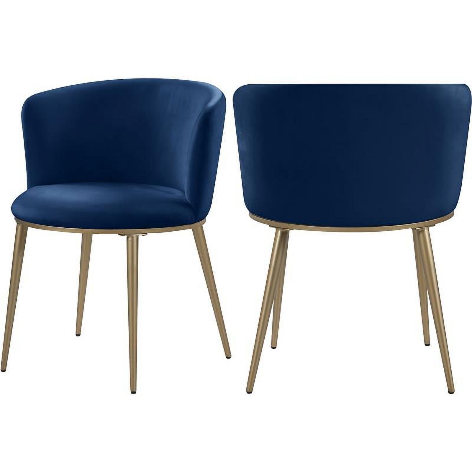 Navy Velvet Upholstered Side Chair with Gold Legs