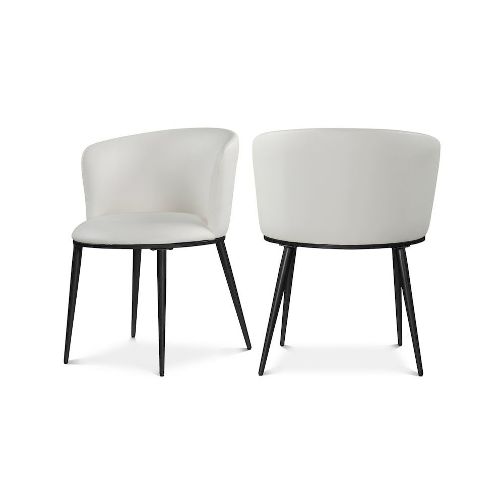 Skylar Contemporary White Faux Leather Rounded Dining Chair