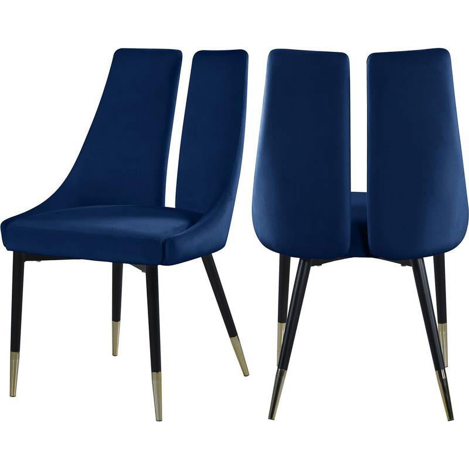 Sleek Navy Velvet Upholstered Dining Chair with Gold-Tipped Legs