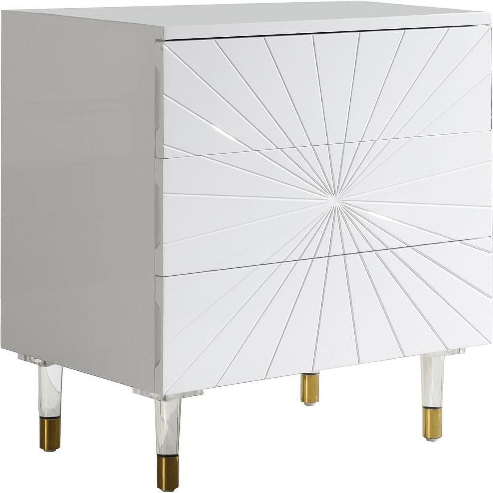 Starburst White Lacquer & Acrylic Rectangular Side Table with Storage