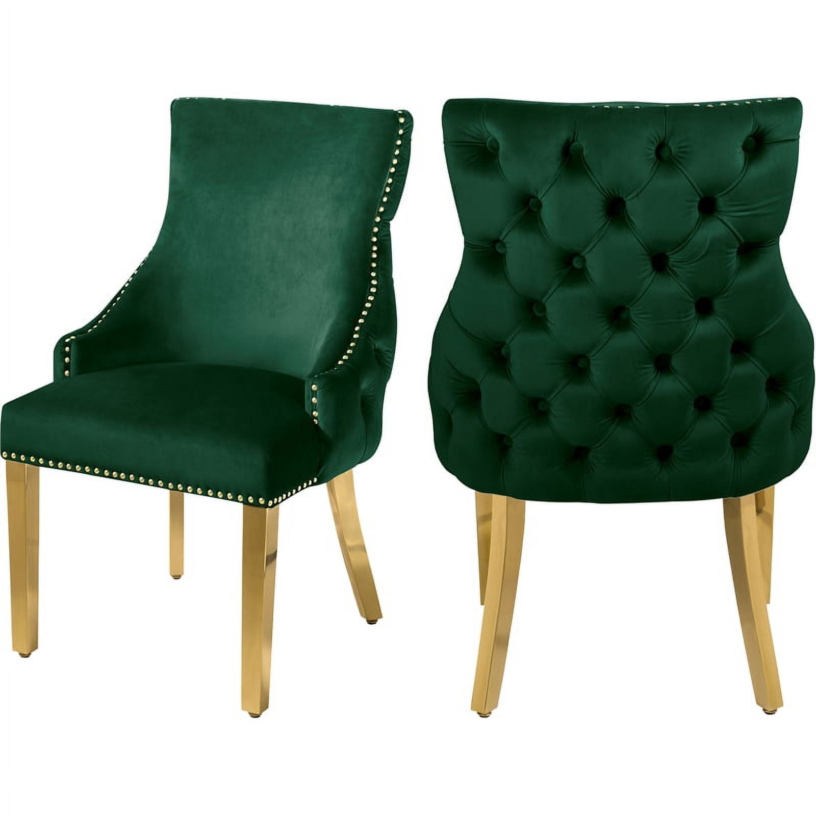 Luxurious Green Velvet Upholstered Dining Chair with Gold Metal Legs