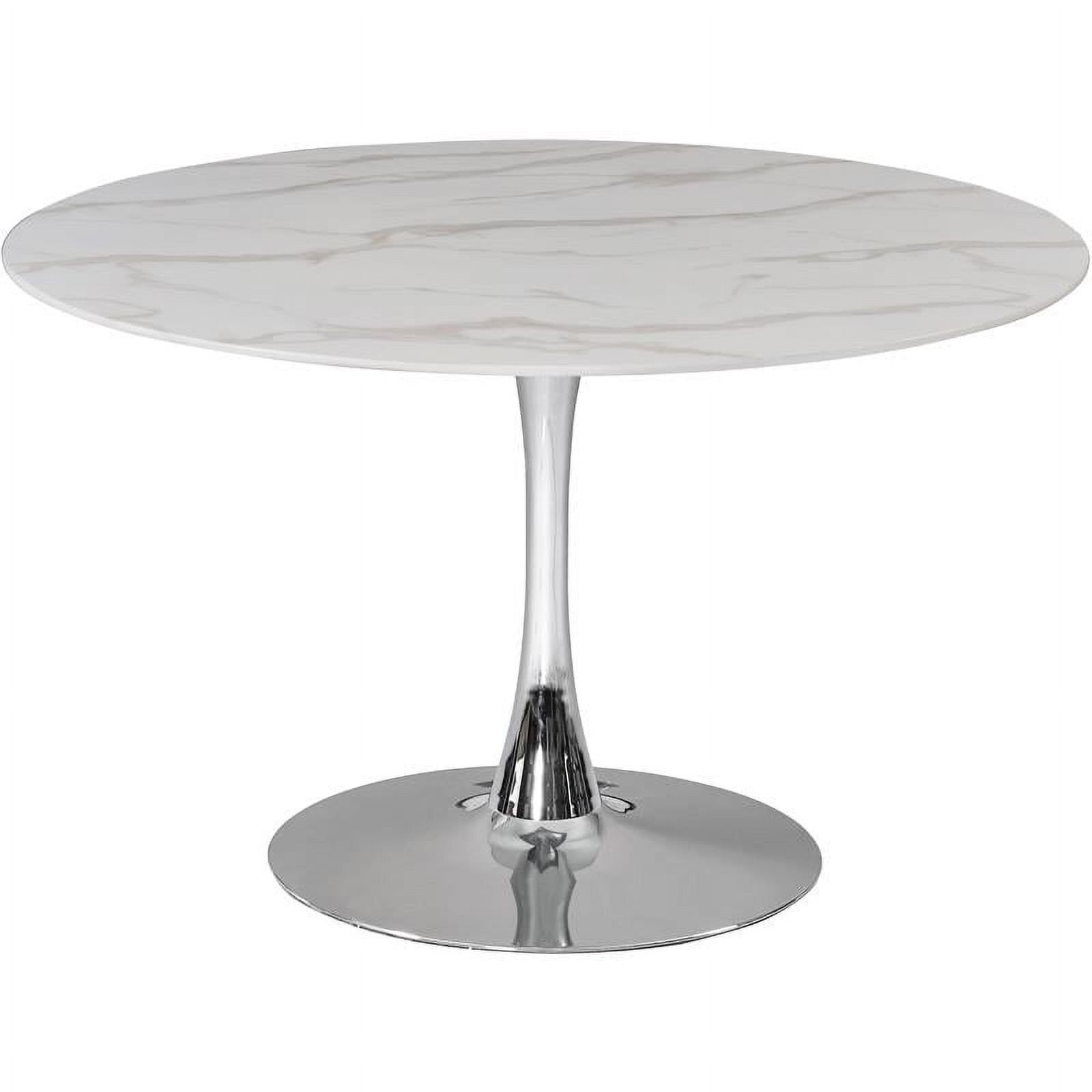 Elegant 48" Round Marble Veneer Contemporary Dining Table