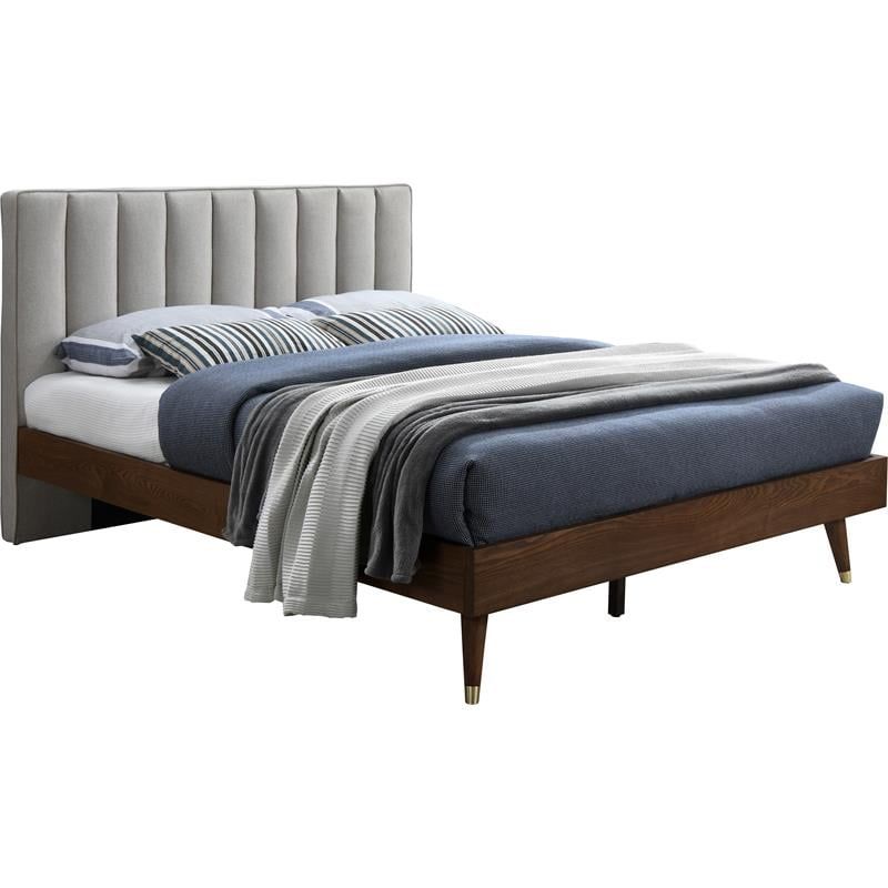 Vance Beige Linen Upholstered Queen Bed with Wood Frame