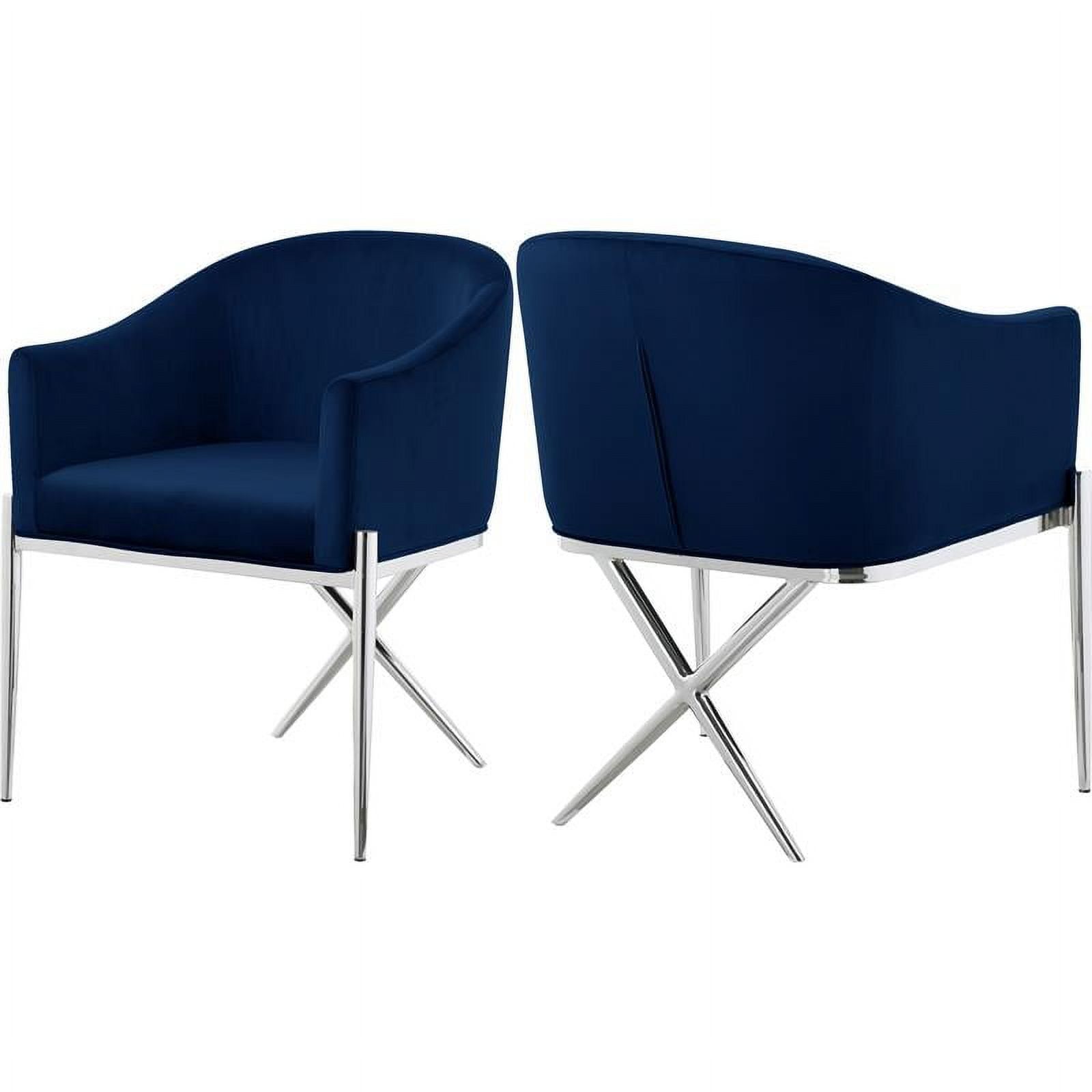 Elegant Navy Velvet Barrel Armchair with Chrome Base