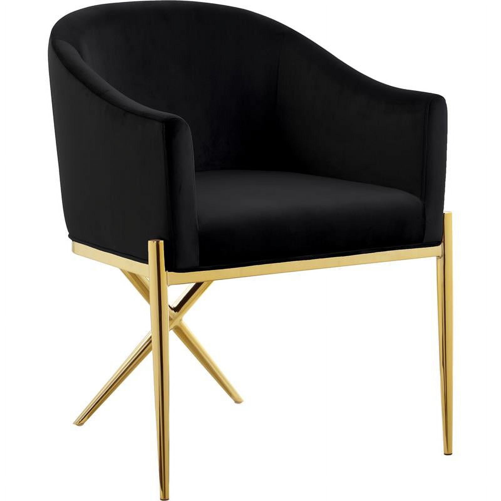 Xavier Black Velvet Gold Upholstered Arm Chair