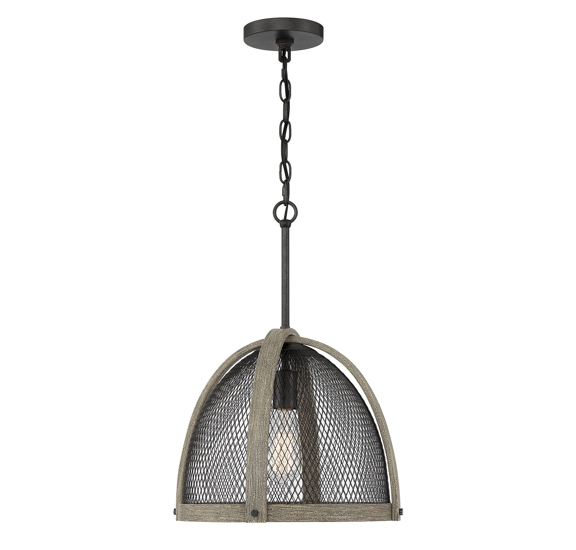 Weathered Birch Rustic 20" Pendant Light with Wire Shade