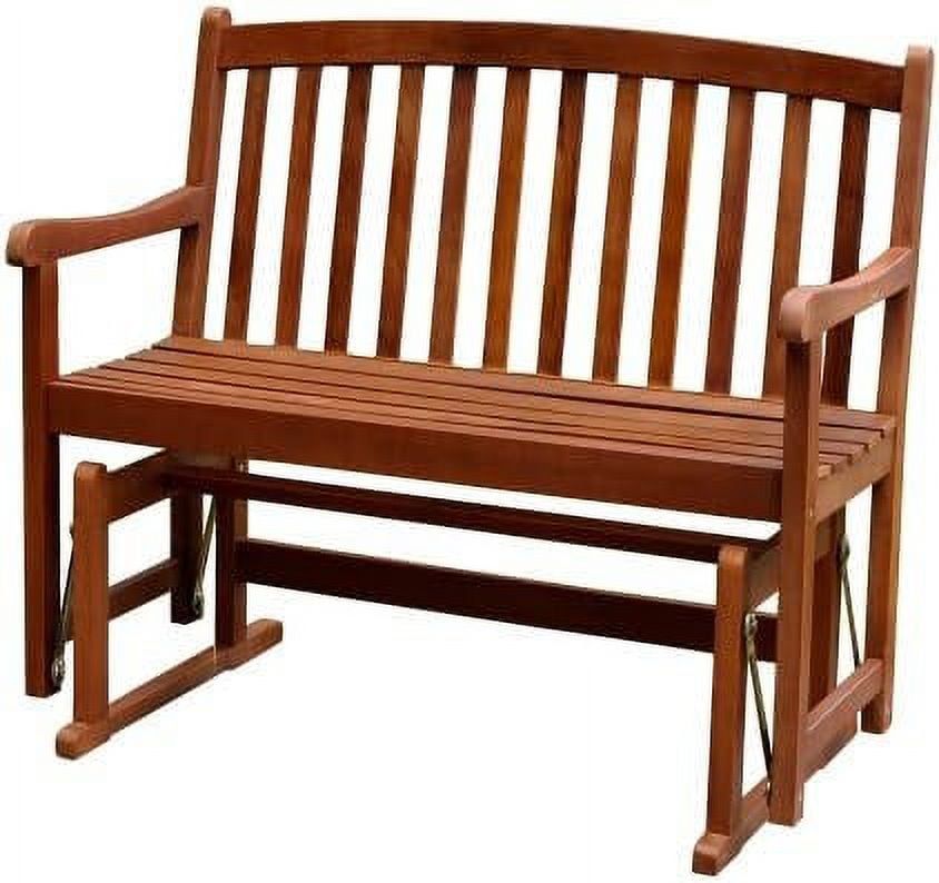 Acacia Hardwood Brown 2-Person Outdoor Glider Bench