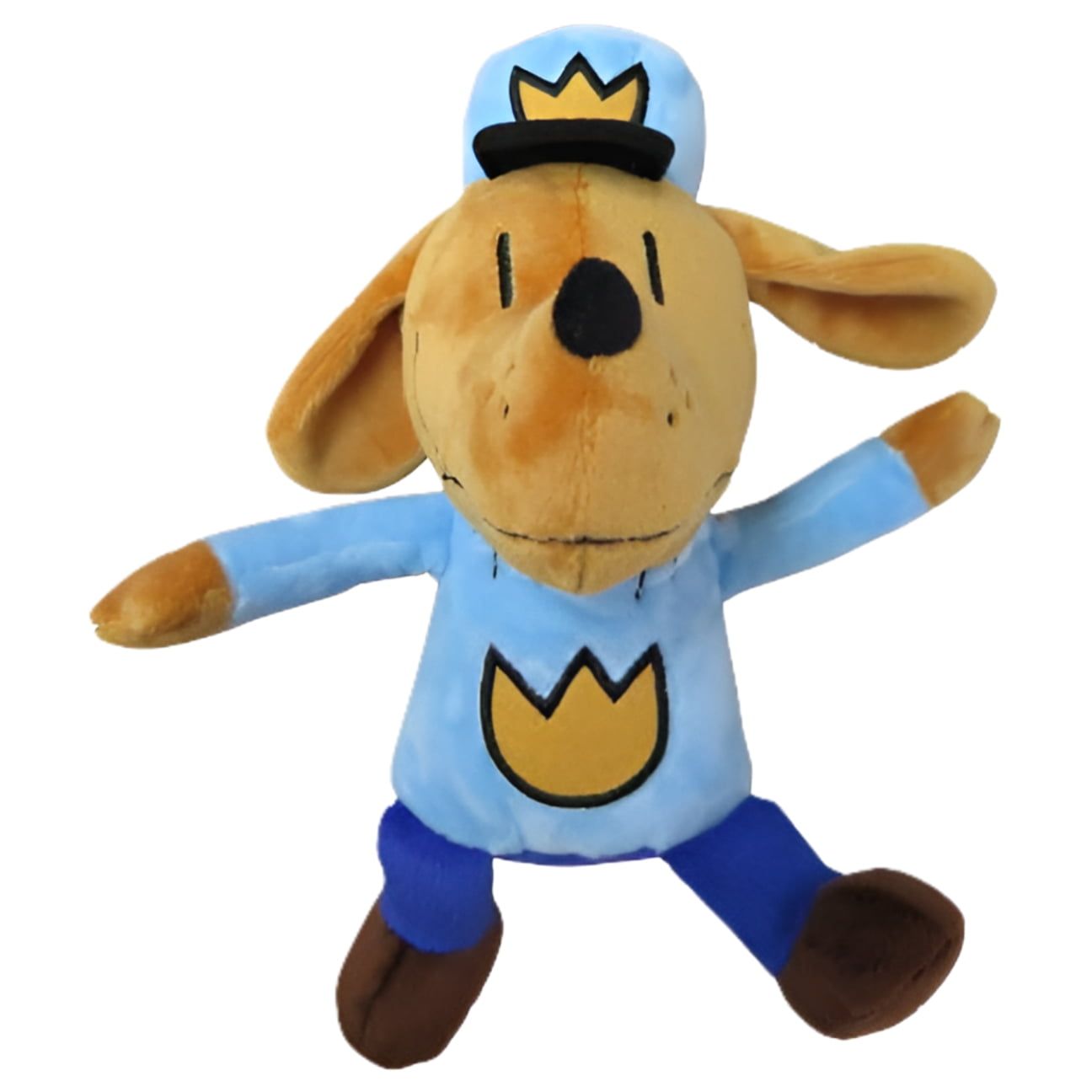 9.5" Brown and Blue Dog Man Plush Toy