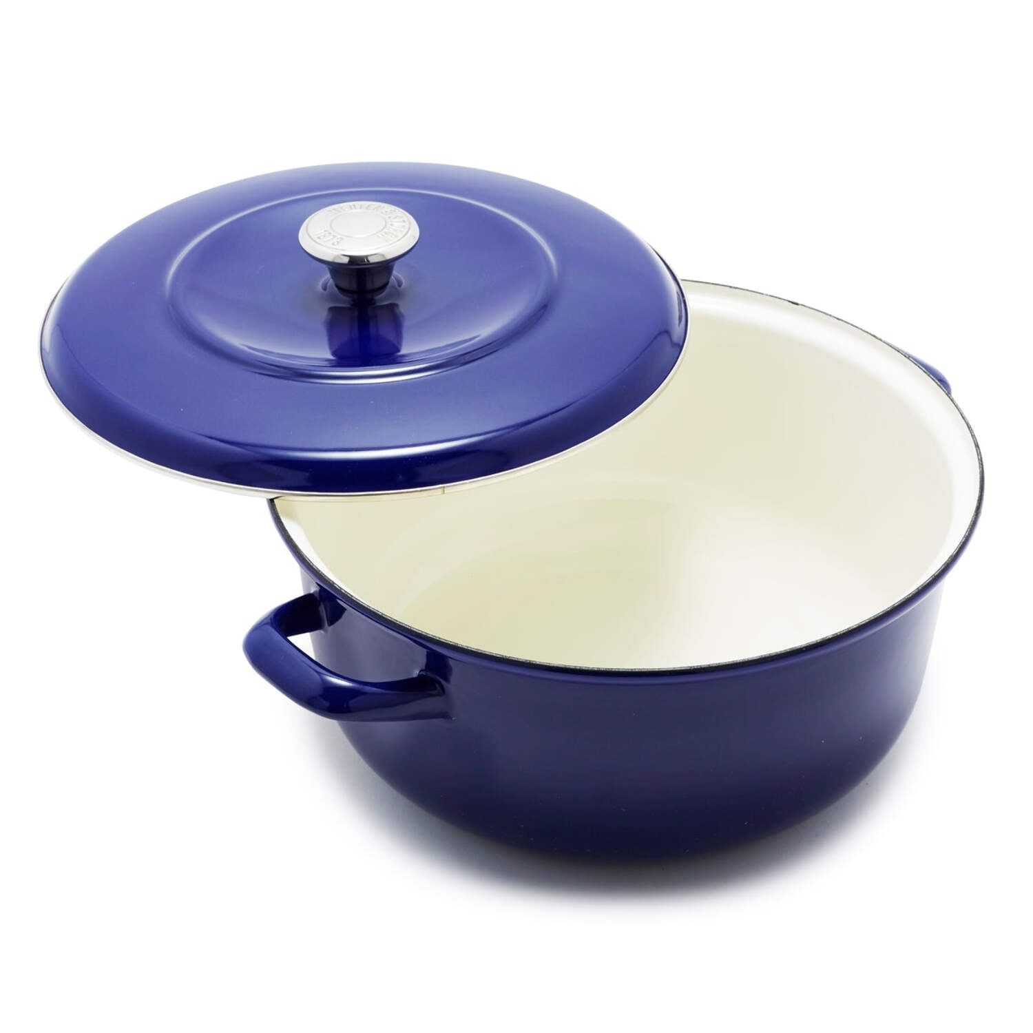 Cobalt Blue Enameled Iron 7-Quart Round Dutch Oven with Lid