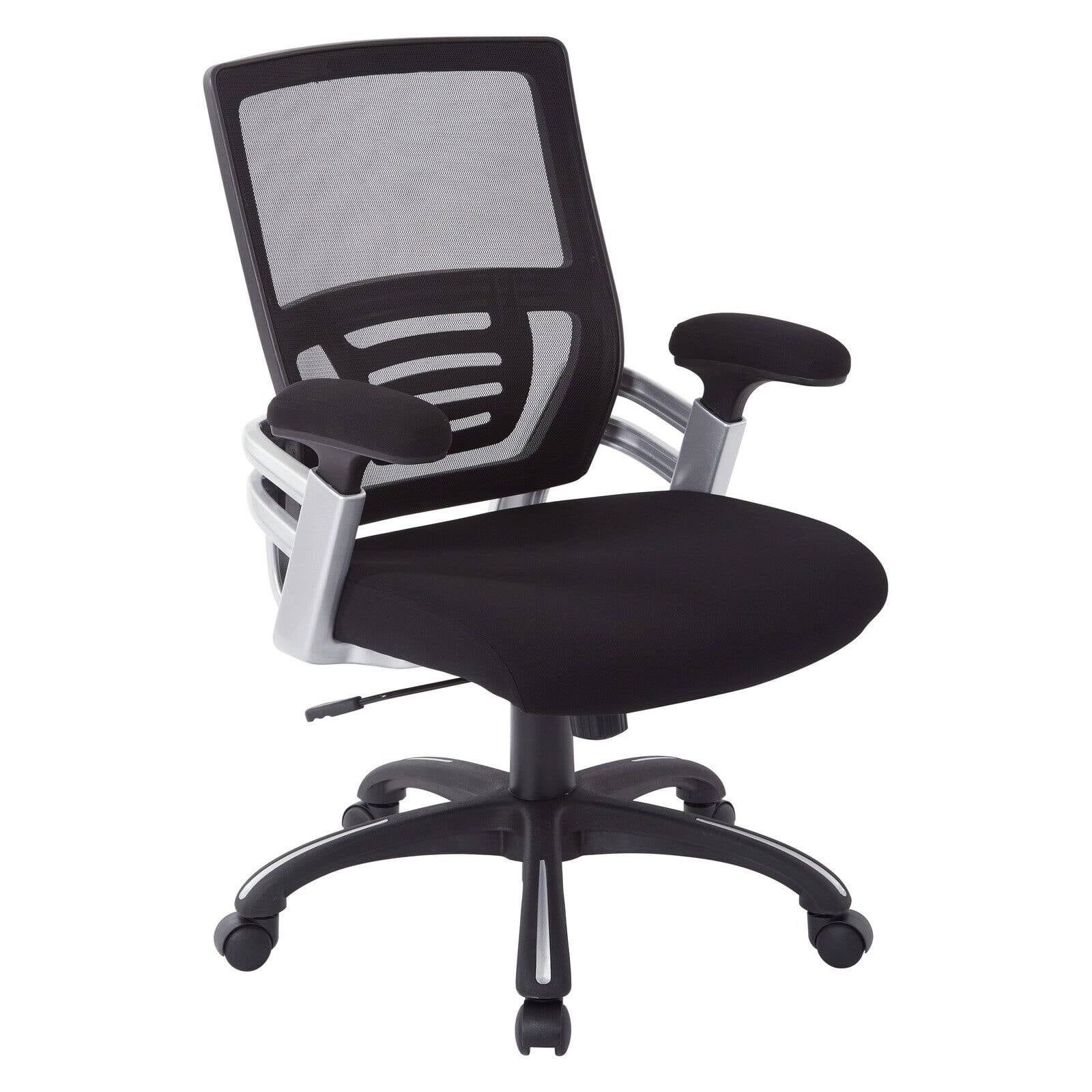 High-Back Executive Swivel Chair with Mesh and Leather, Black