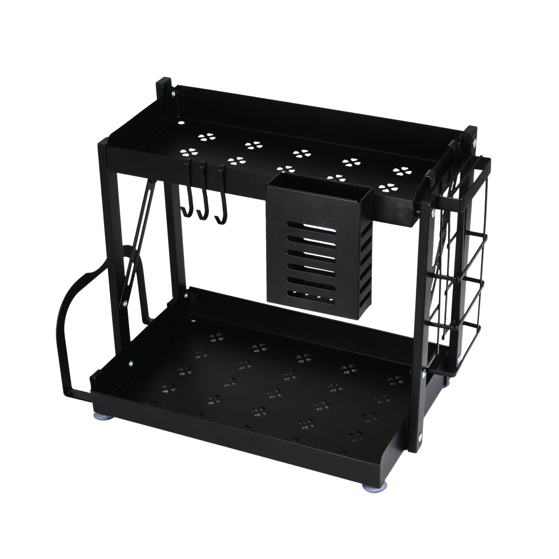 Black Metal 2-Tier Countertop Kitchen Caddy